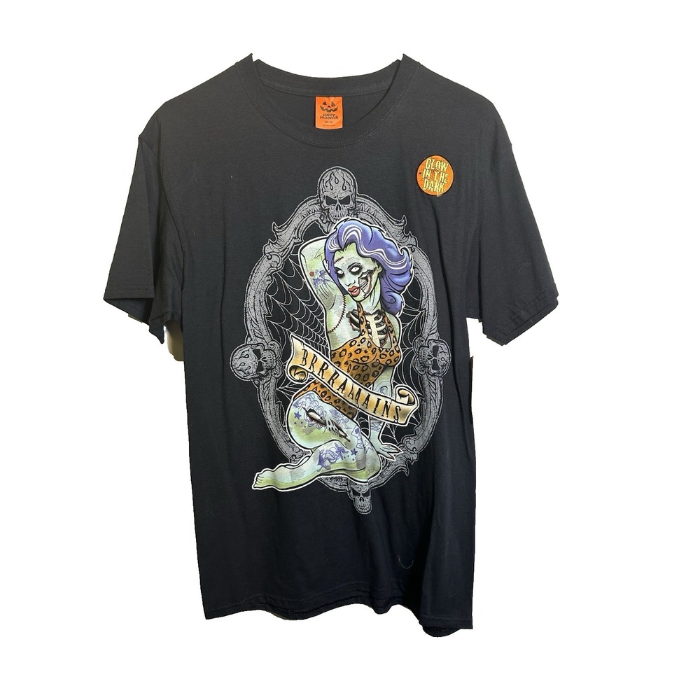 halloween mens short sleeve glow in dark shirt size medium